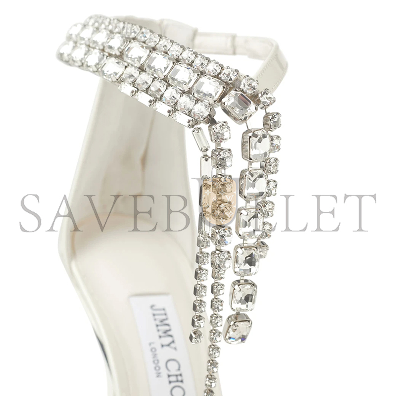 JIMMY CHOO VERITY SANDAL 100 LATTE PATENT LEATHER CRYSTAL SANDALS VERITYSANDAL100PAT